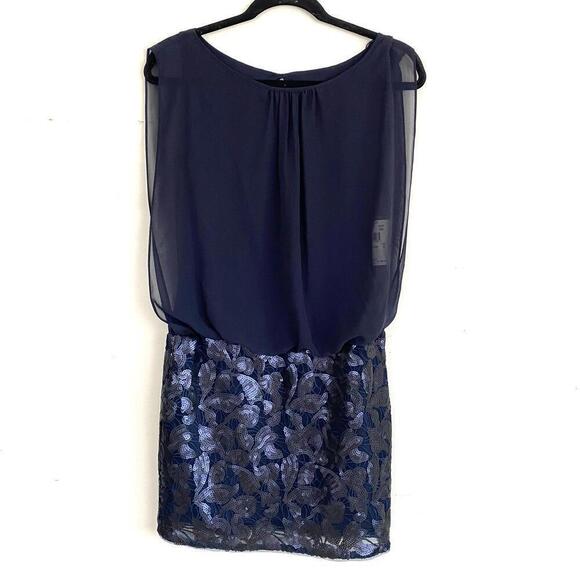 Aidan Aidan MATTOX navy blouson mini dress - Picture 2 of 7